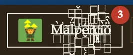 Account button from rpg.actor showing my display name Malpercio with an unread badge with the number 3 in it